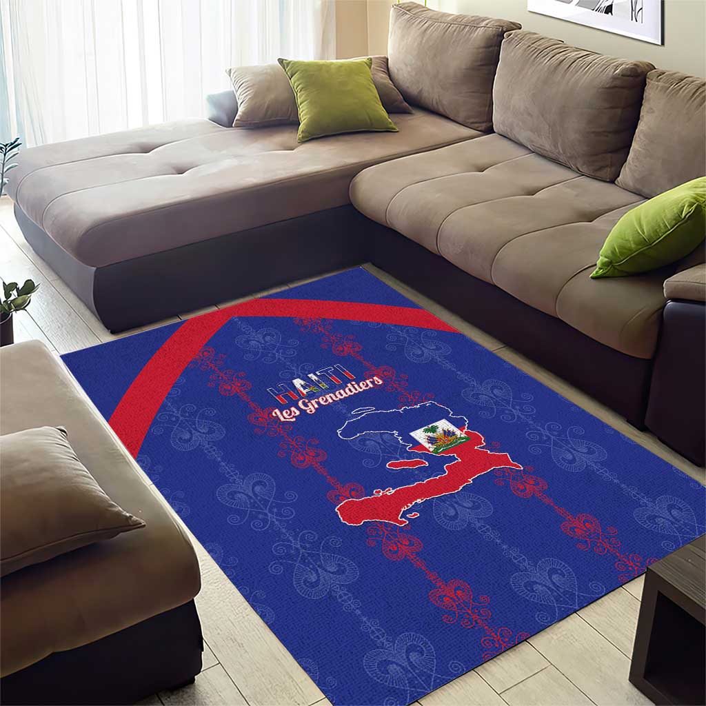Haiti Football Area Rug Les Grenadiers Veve Vodou Blue - African Pride