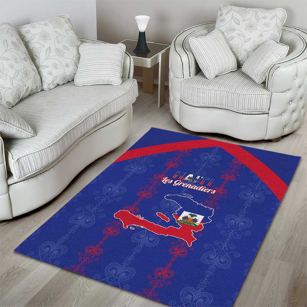 Haiti Football Area Rug Les Grenadiers Veve Vodou Blue - African Pride