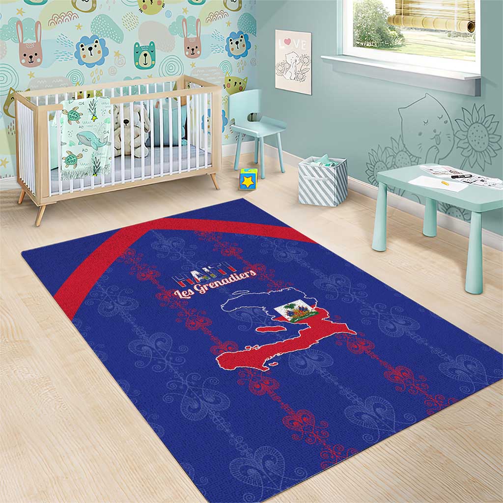 Haiti Football Area Rug Les Grenadiers Veve Vodou Blue - African Pride