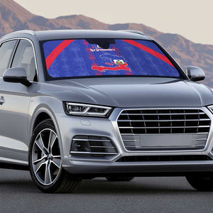 Haiti Football Auto Sun Shade Les Grenadiers Veve Vodou Blue