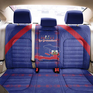 Haiti Football Back Car Seat Cover Les Grenadiers Veve Vodou Blue - African Pride