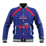 Custom Haiti Football Baseball Jacket Les Grenadiers Veve Vodou Blue - African Pride