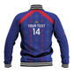 Custom Haiti Football Baseball Jacket Les Grenadiers Veve Vodou Blue - African Pride