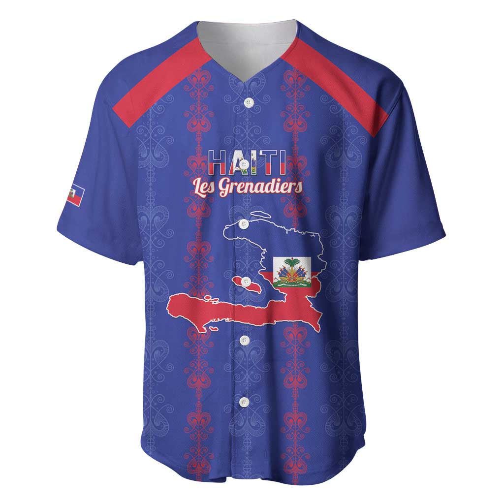 Custom Haiti Football Baseball Jersey Les Grenadiers Veve Vodou Blue - African Pride