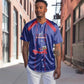 Custom Haiti Football Baseball Jersey Les Grenadiers Veve Vodou Blue - African Pride