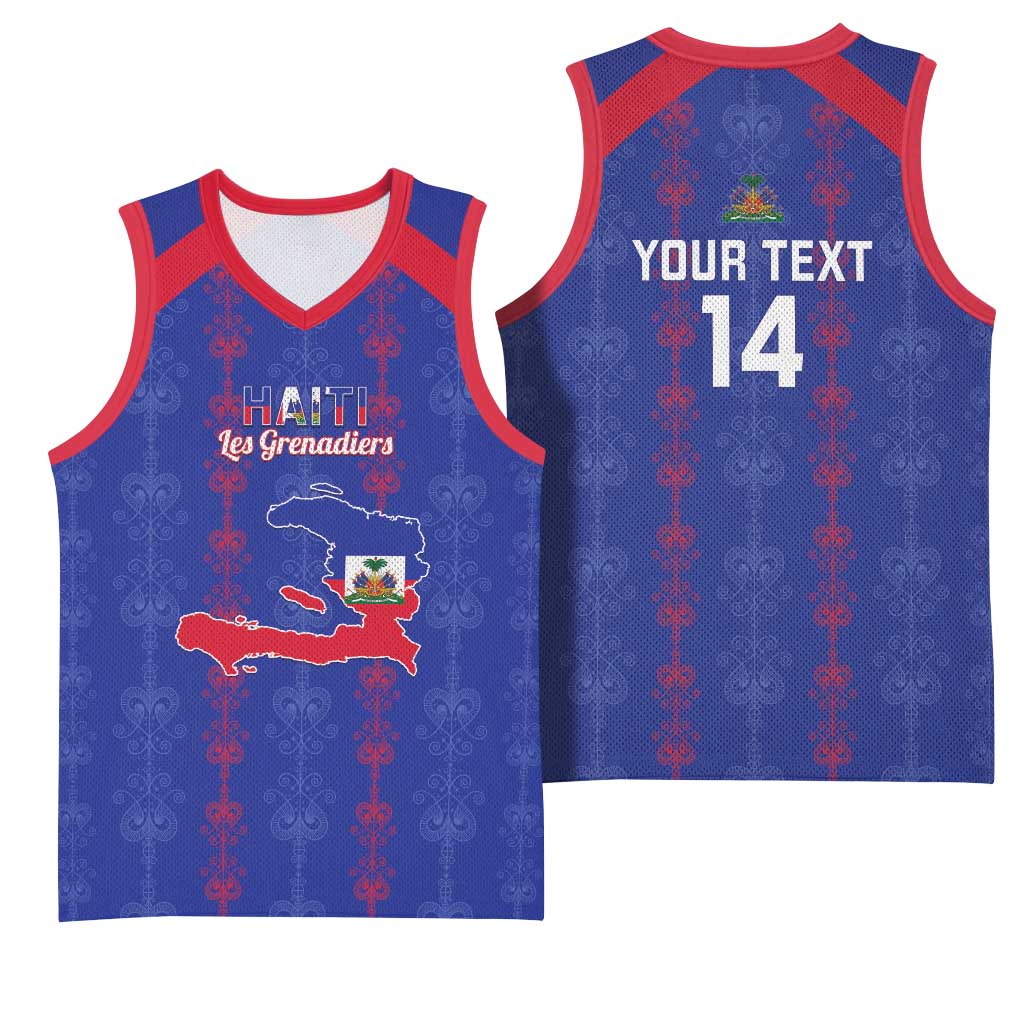Custom Haiti Football Basketball Jersey Les Grenadiers Veve Vodou Blue - African Pride