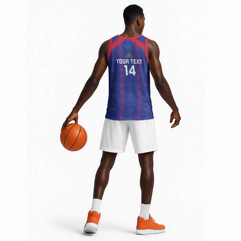 Custom Haiti Football Basketball Jersey Les Grenadiers Veve Vodou Blue - African Pride