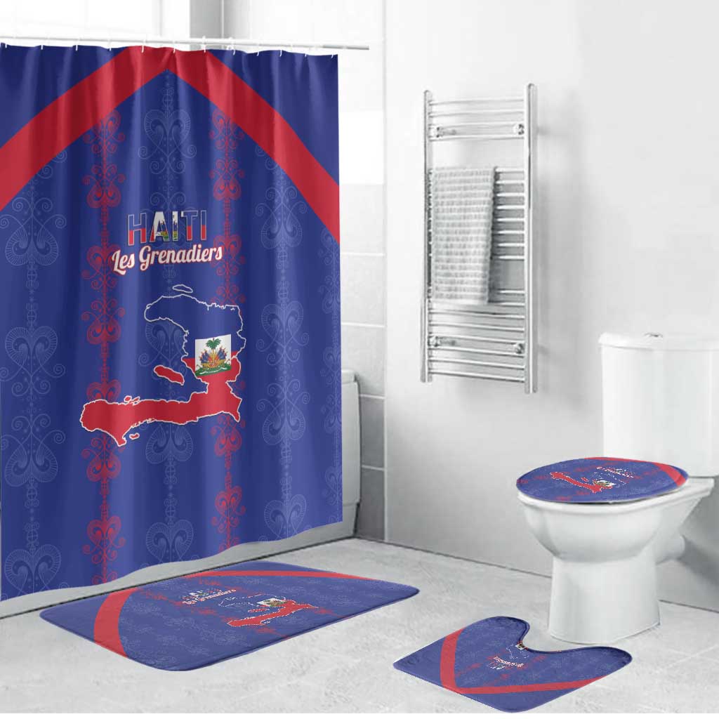 Haiti Football Bathroom Set Les Grenadiers Veve Vodou Blue