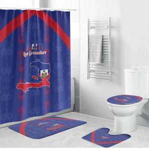 Haiti Football Bathroom Set Les Grenadiers Veve Vodou Blue
