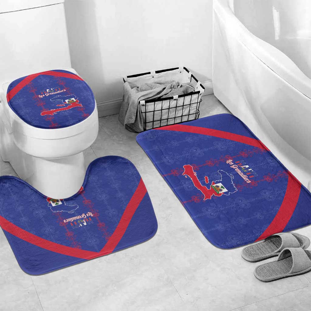 Haiti Football Bathroom Set Les Grenadiers Veve Vodou Blue