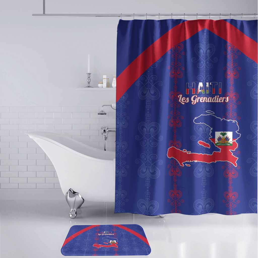Haiti Football Bathroom Set Les Grenadiers Veve Vodou Blue