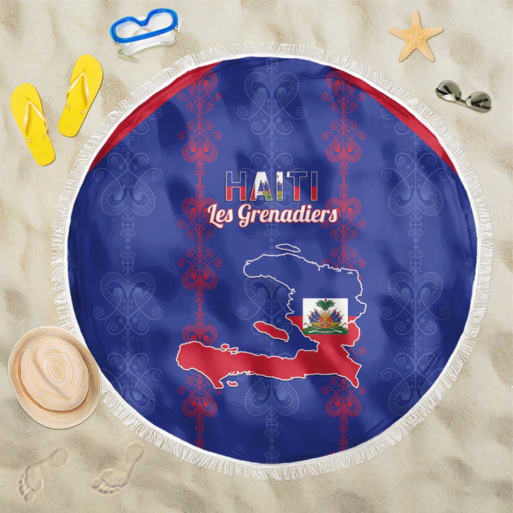 Haiti Football Beach Blanket Les Grenadiers Veve Vodou Blue - African Pride