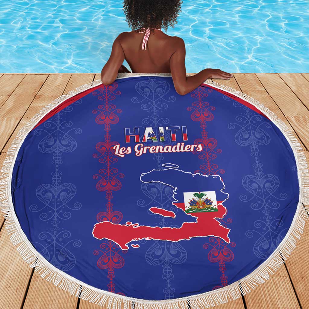 Haiti Football Beach Blanket Les Grenadiers Veve Vodou Blue - African Pride