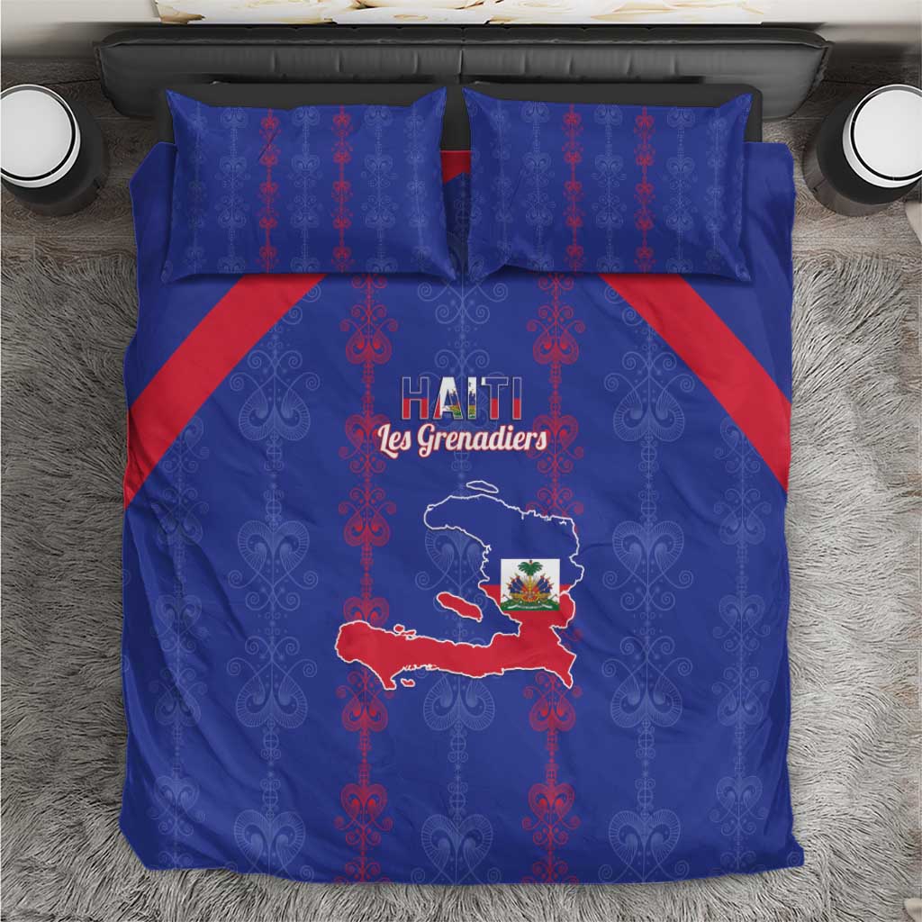Haiti Football Bedding Set Les Grenadiers Veve Vodou Blue - African Pride
