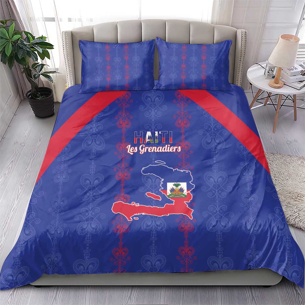 Haiti Football Bedding Set Les Grenadiers Veve Vodou Blue - African Pride