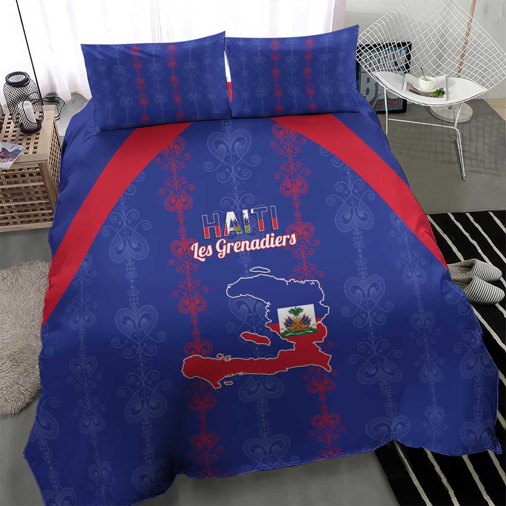Haiti Football Bedding Set Les Grenadiers Veve Vodou Blue - African Pride