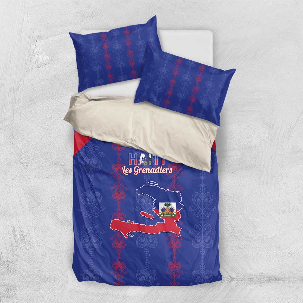 Haiti Football Bedding Set Les Grenadiers Veve Vodou Blue - African Pride
