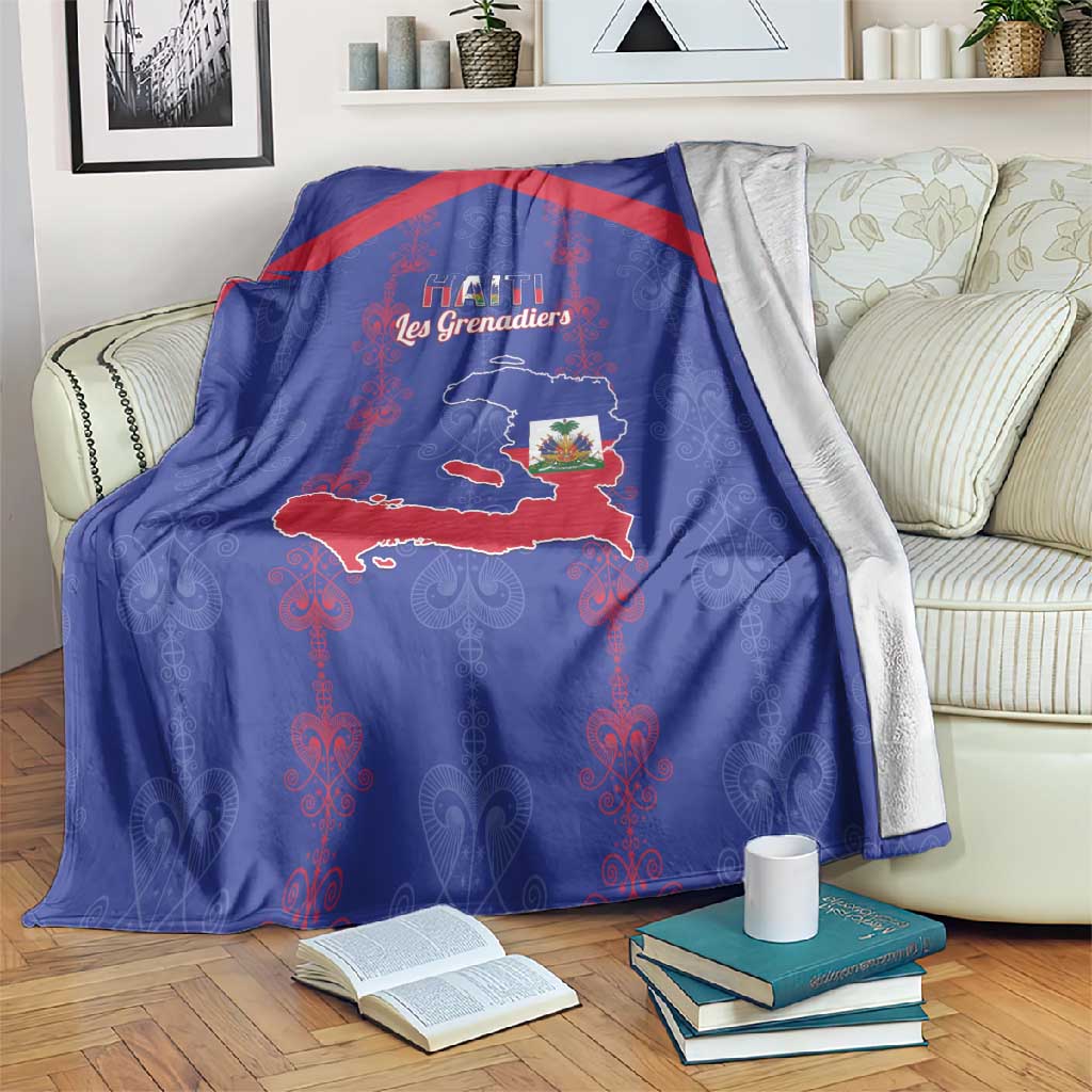 Haiti Football Blanket Les Grenadiers Veve Vodou Blue - African Pride
