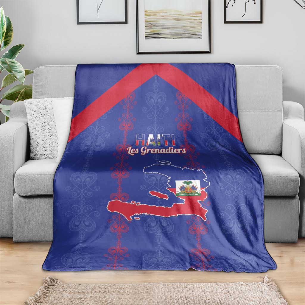 Haiti Football Blanket Les Grenadiers Veve Vodou Blue - African Pride