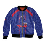 Custom Haiti Football Bomber Jacket Les Grenadiers Veve Vodou Blue - African Pride
