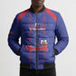 Custom Haiti Football Bomber Puffer Jacket Les Grenadiers Veve Vodou Blue
