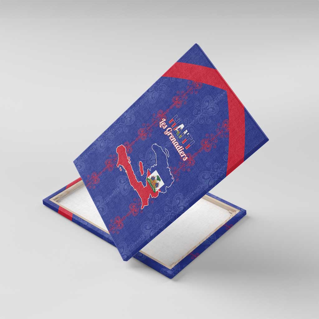 Haiti Football Canvas Wall Art Les Grenadiers Veve Vodou Blue - African Pride