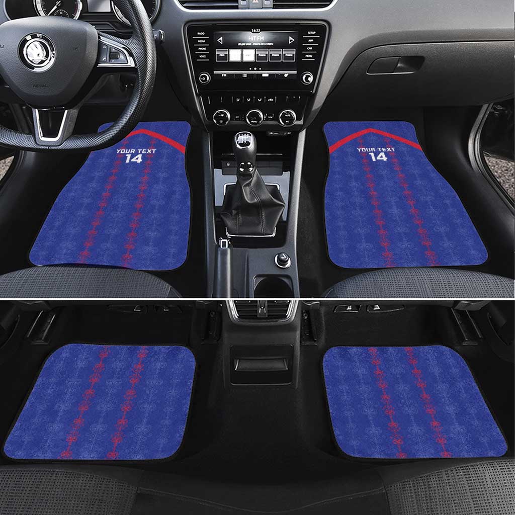 Custom Haiti Football Car Mats Les Grenadiers Veve Vodou Blue - African Pride
