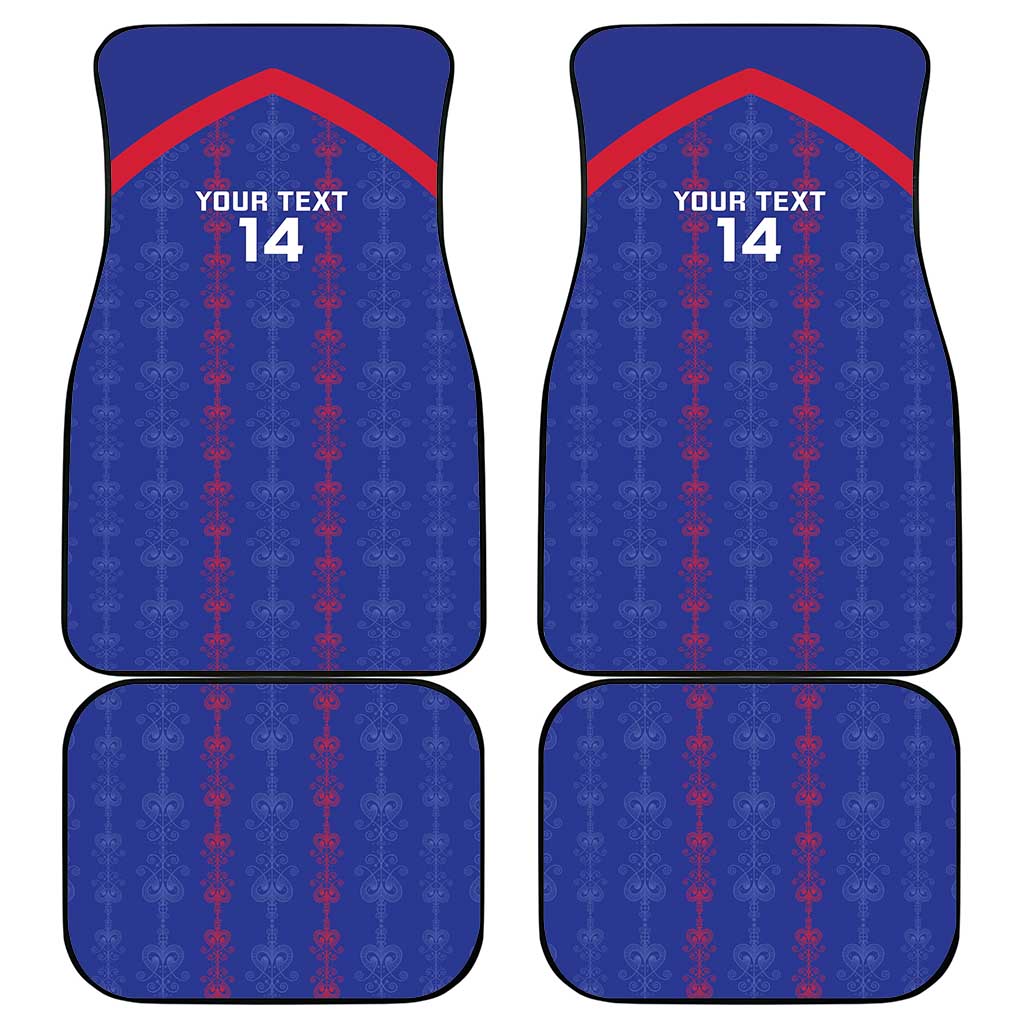 Custom Haiti Football Car Mats Les Grenadiers Veve Vodou Blue - African Pride