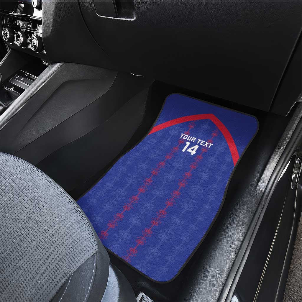 Custom Haiti Football Car Mats Les Grenadiers Veve Vodou Blue - African Pride