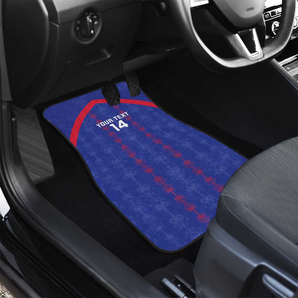 Custom Haiti Football Car Mats Les Grenadiers Veve Vodou Blue - African Pride