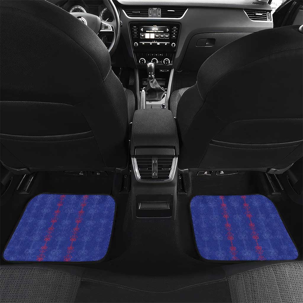 Custom Haiti Football Car Mats Les Grenadiers Veve Vodou Blue - African Pride