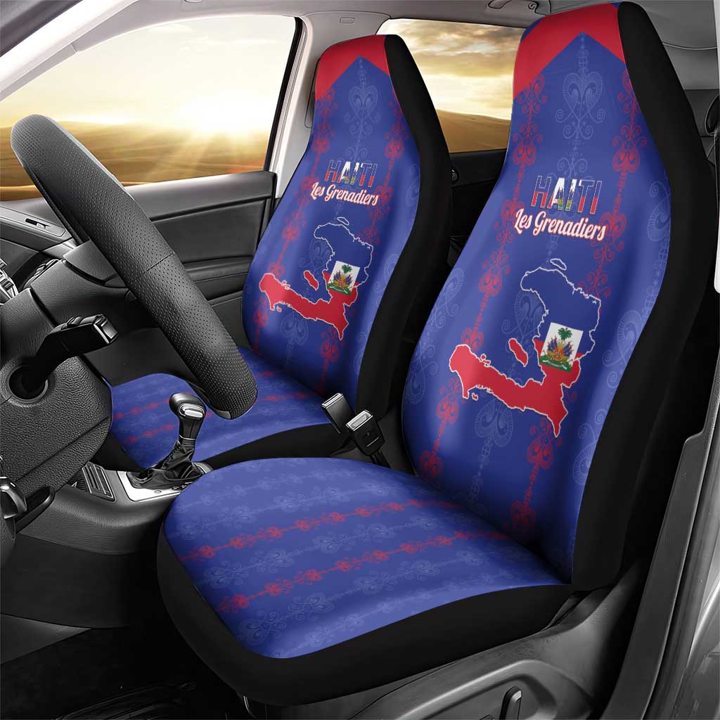 Haiti Football Car Seat Cover Les Grenadiers Veve Vodou Blue - African Pride