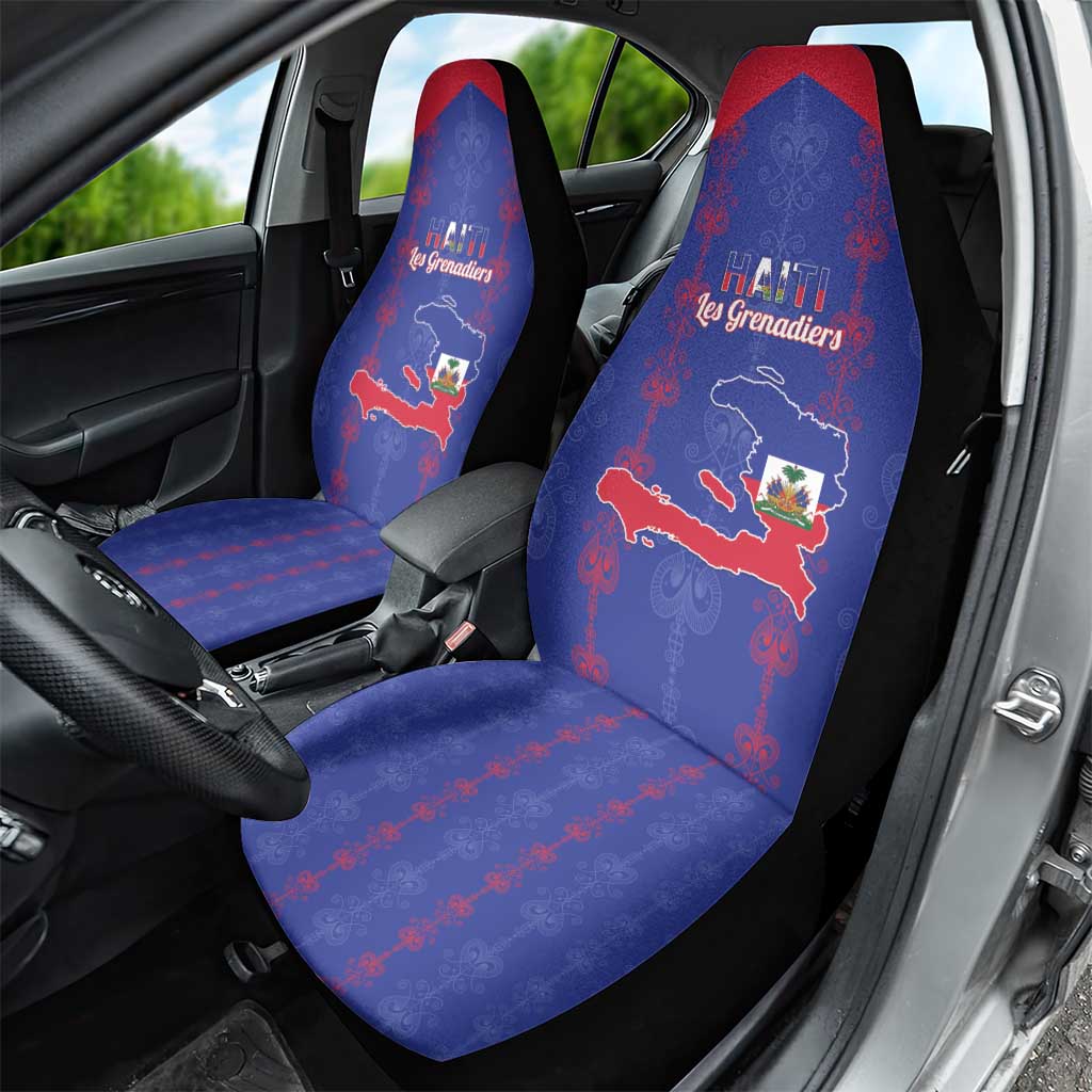 Haiti Football Car Seat Cover Les Grenadiers Veve Vodou Blue - African Pride