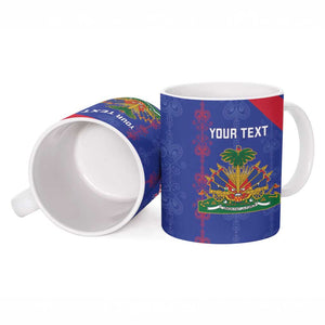 Custom Haiti Football Ceramic Mug Les Grenadiers Veve Vodou Blue