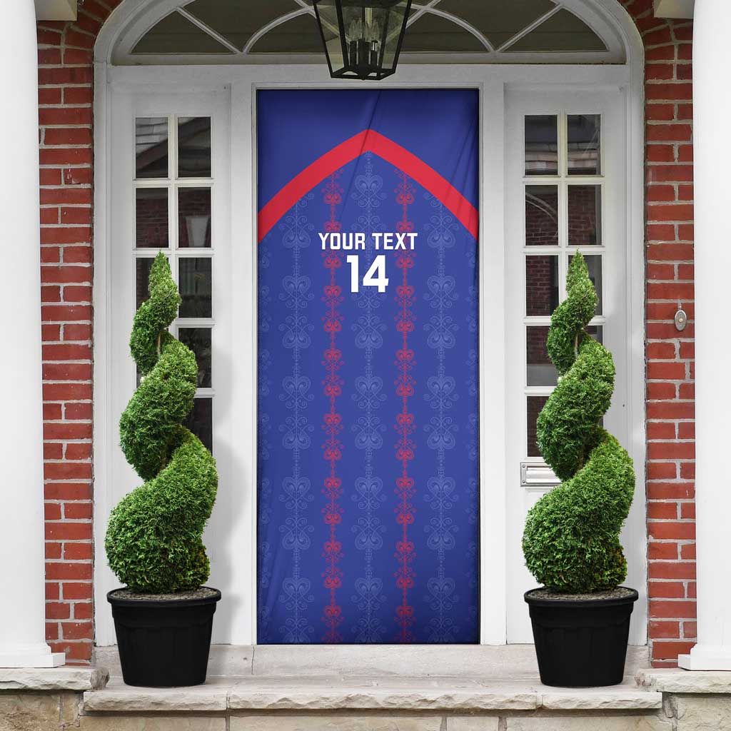 Custom Haiti Football Door Cover Les Grenadiers Veve Vodou Blue