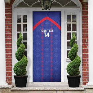 Custom Haiti Football Door Cover Les Grenadiers Veve Vodou Blue