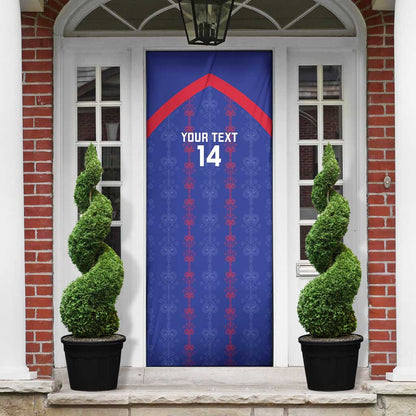 Custom Haiti Football Door Cover Les Grenadiers Veve Vodou Blue