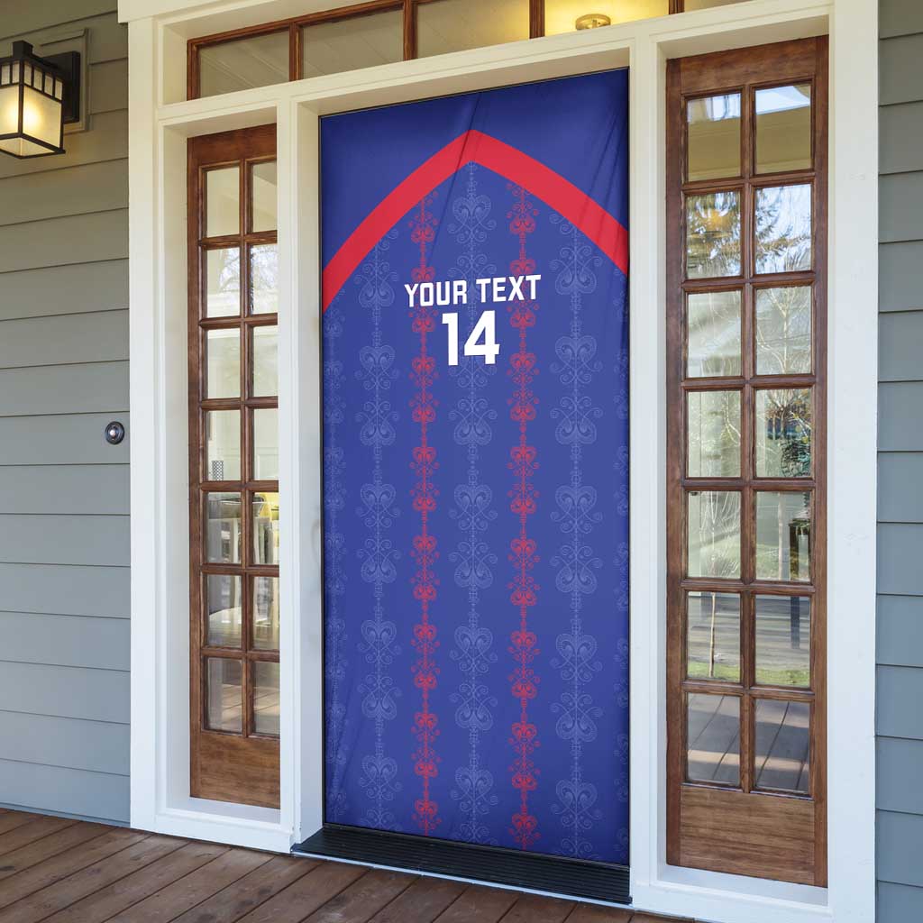 Custom Haiti Football Door Cover Les Grenadiers Veve Vodou Blue