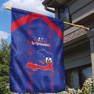 Haiti Football Garden Flag Les Grenadiers Veve Vodou Blue - African Pride