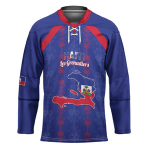 Custom Haiti Football Hockey Jersey Les Grenadiers Veve Vodou Blue