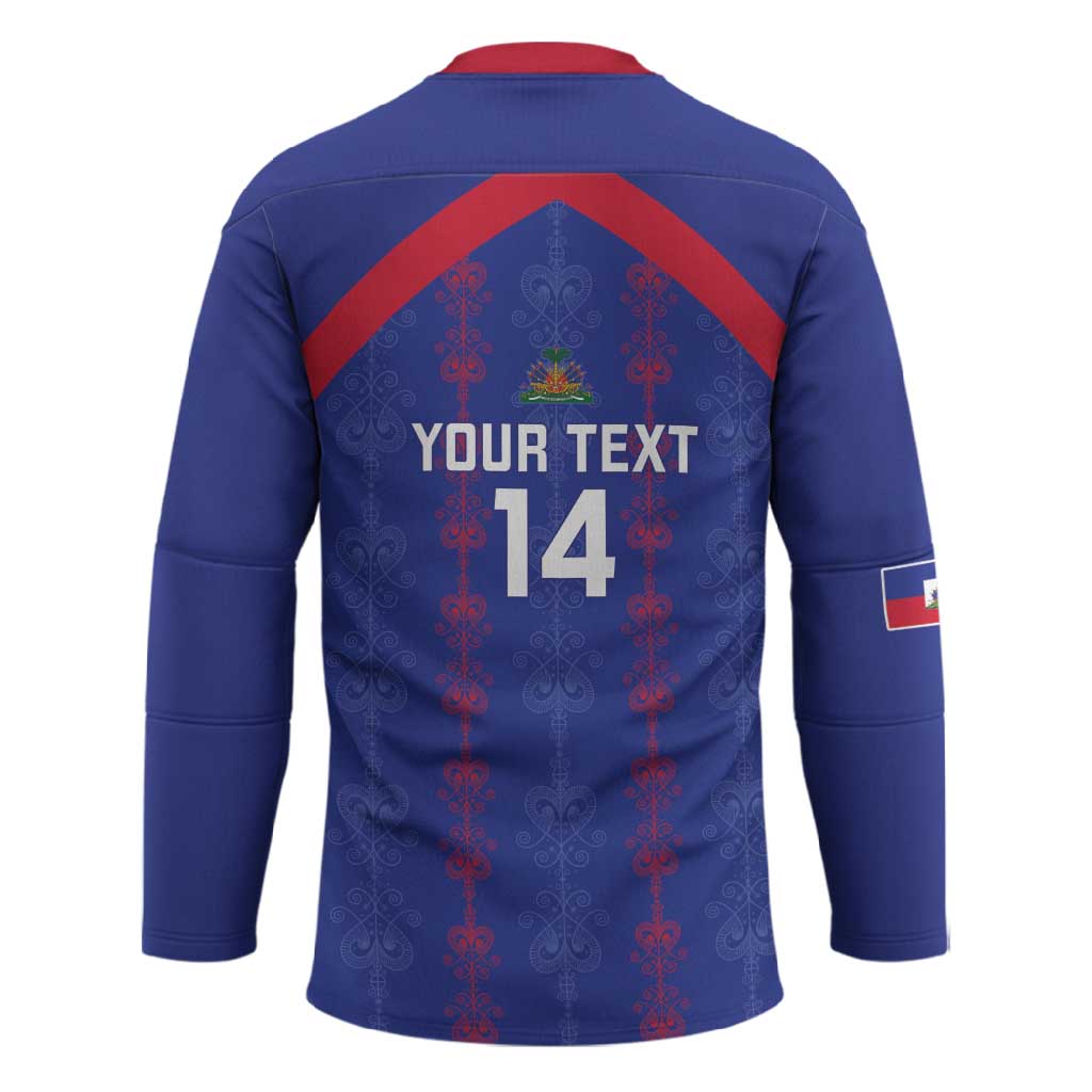 Custom Haiti Football Hockey Jersey Les Grenadiers Veve Vodou Blue