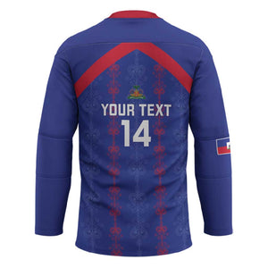 Custom Haiti Football Hockey Jersey Les Grenadiers Veve Vodou Blue