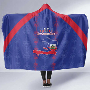Haiti Football Hooded Blanket Les Grenadiers Veve Vodou Blue - African Pride