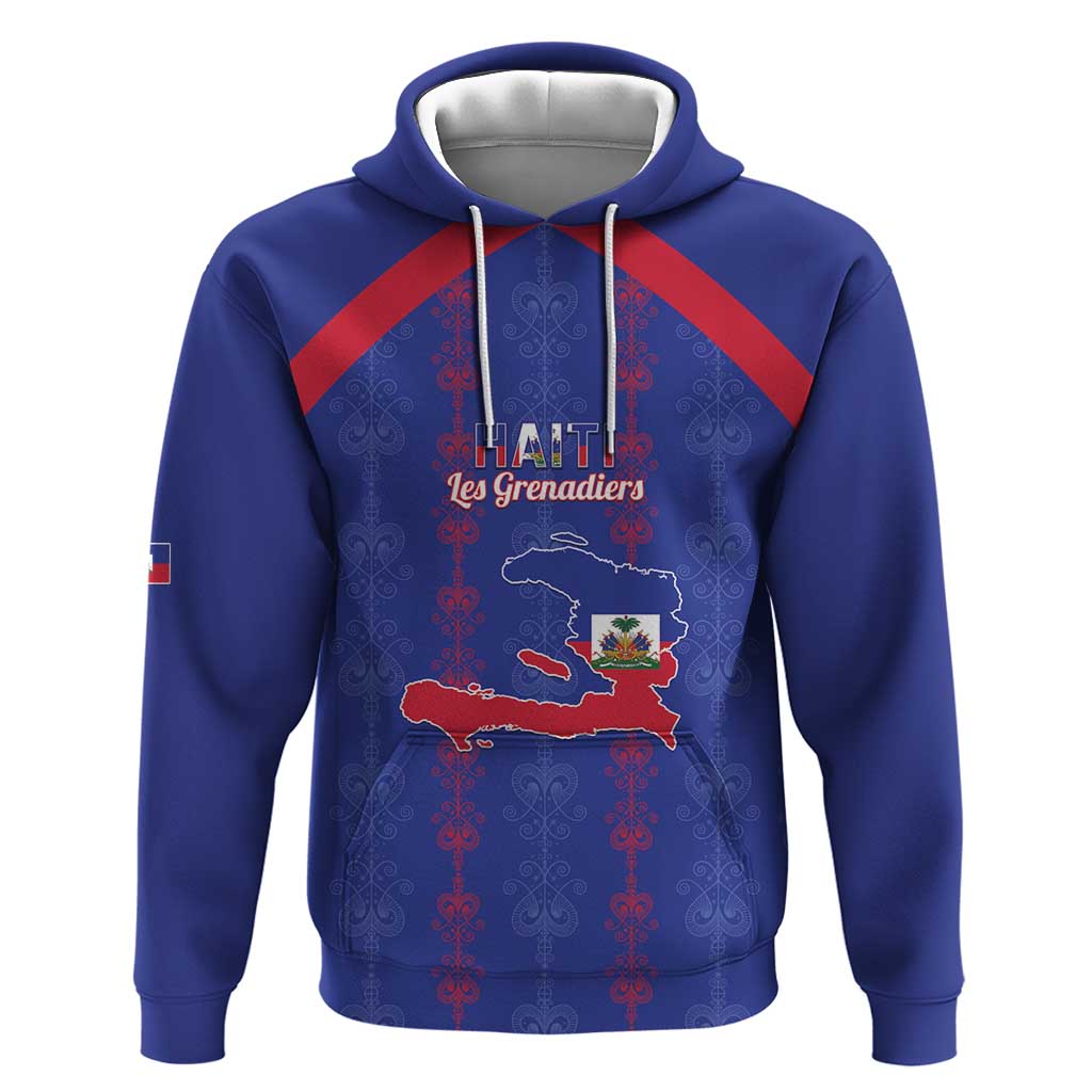 Custom Haiti Football Hoodie Les Grenadiers Veve Vodou Blue - African Pride
