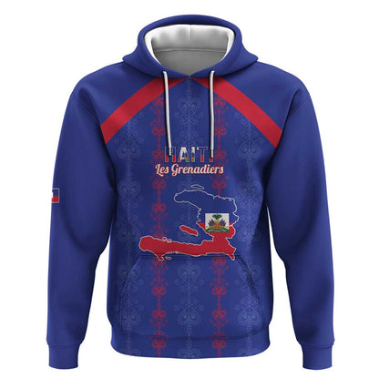 Custom Haiti Football Hoodie Les Grenadiers Veve Vodou Blue - African Pride