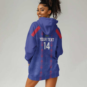 Custom Haiti Football Hoodie Dress Les Grenadiers Veve Vodou Blue - African Pride