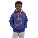 Custom Haiti Football Kid Hoodie Les Grenadiers Veve Vodou Blue - African Pride