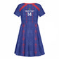 Custom Haiti Football Kid Short Sleeve Dress Les Grenadiers Veve Vodou Blue - African Pride