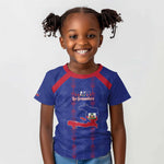 Custom Haiti Football Kid T shirt Les Grenadiers Veve Vodou Blue - African Pride