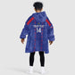 Custom Haiti Football Kid Wearable Blanket Hoodie Les Grenadiers Veve Vodou Blue - African Pride